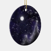 Winters starry night - romantic Holiday snow scene Keramisch Ornament (Rechts)