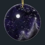 Winters starry night - romantic Holiday snow scene Keramisch Ornament<br><div class="desc">Silent Night - romantic Holiday snow scène 's ochtends eerder,  terwijl de maan over een deken van nieuwe sneeuw luistert.</div>