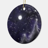 Winters starry night - romantic Holiday snow scene Keramisch Ornament (Links)