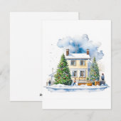 Winters thuisscène A - Waterverf Feestdagenkaart (Voorkant / Achterkant)