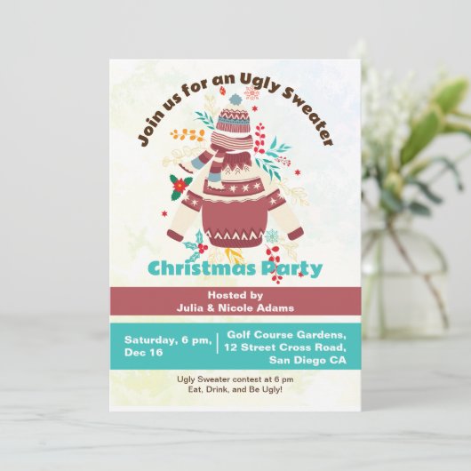 Winters Vakantie Grappig Lelijke Trui Kerstfeest Kaart (Staand voorkant)