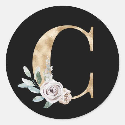 Winters vakantie initialen sticker letter C (Voorkant)