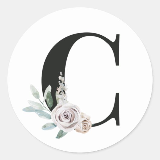 Winters vakantie initialen sticker letter C (Voorkant)