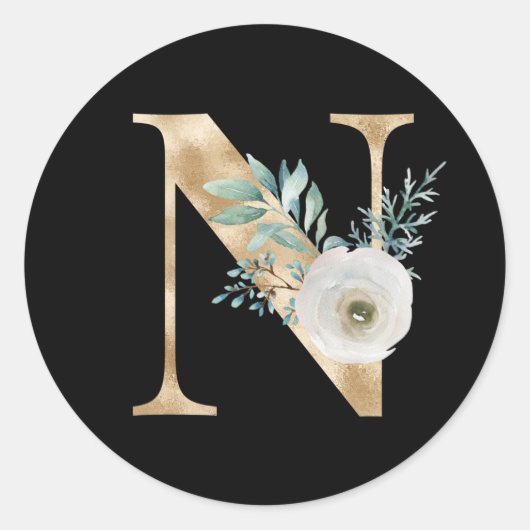 Winters vakantie initialen sticker letter N (Voorkant)