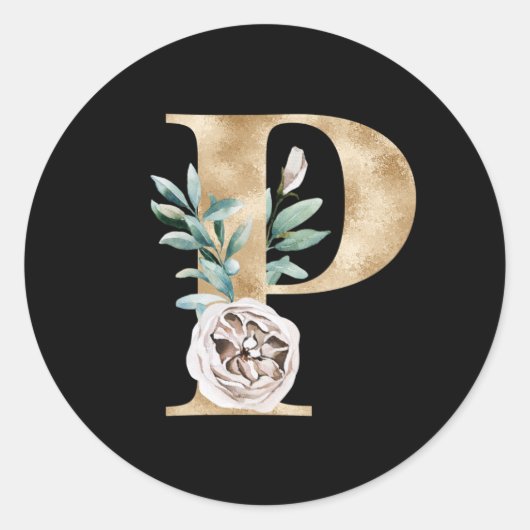 Winters vakantie initialen sticker letter P (Voorkant)