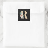 Winters vakantie initialen sticker letter R (Tas)