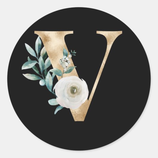 Winters vakantie initialen sticker letter V (Voorkant)