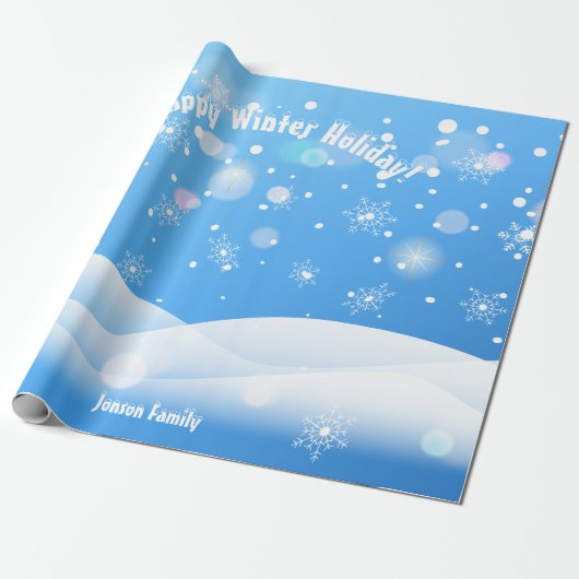 Winters vakantie sneeuwvlokken wensen XMAX geperso Cadeaupapier (Uitgerold)