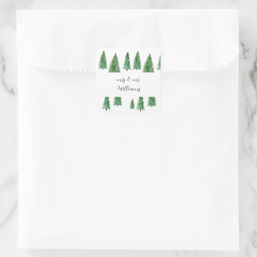 Winters vakantielandschap schoonheid vierkante sticker (Tas)