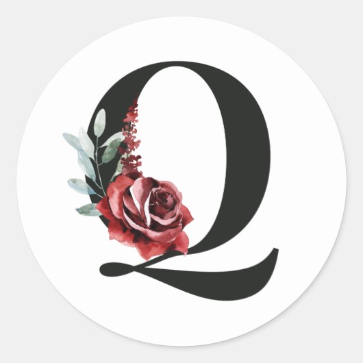 Winters vakanties initialen sticker letter Q (Voorkant)