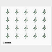 Winters vakanties MONOGRAM witte bessen  Ronde Sticker (Vel)