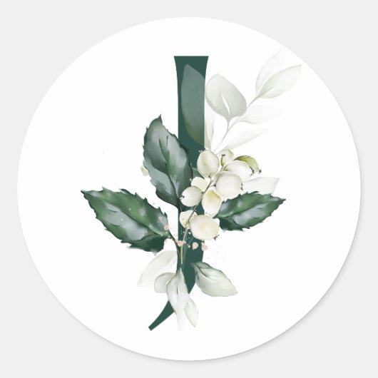 Winters vakanties MONOGRAM witte bessen  Ronde Sticker (Voorkant)