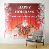 Winters verrassingsdoos sneeuwvlokken rood wit gou wandkleed (In Situ (horizontaal))