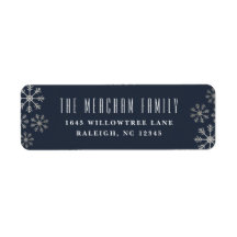 Winters verstrooid sneeuw retouradreslabel