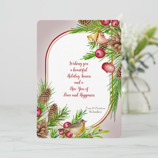 Winters Vogel Kerstkaart (Staand voorkant)