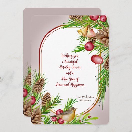 Winters Vogel Kerstkaart (Voorkant / Achterkant)