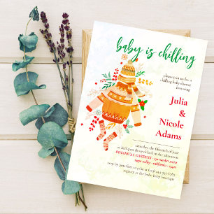 Winters Warme kleding Schattige Baby shower Kaart