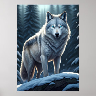 Winter's Watcher - De wolf Poster