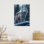 Winter's Watcher - De wolf Poster (Keuken)
