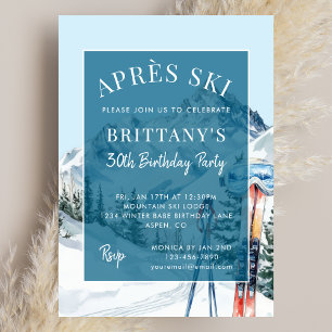 Winters wintersport aquarel Après-ski verjaardagsf Kaart