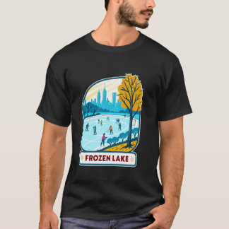 Winters wonderland bevroren meer ijshockey t-shirt