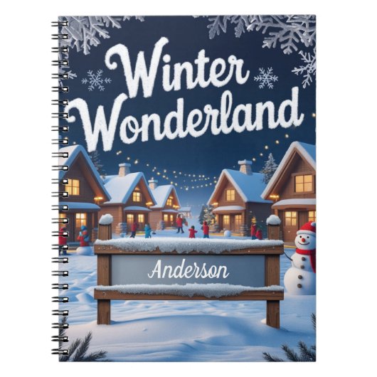Winters wonderland – Gepersonaliseerd besneeuwd do Notitieboek (Voorkant)