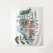 Winters wonderland Lieve en pijnboom sneeuw Wandkleed (Voorkant)