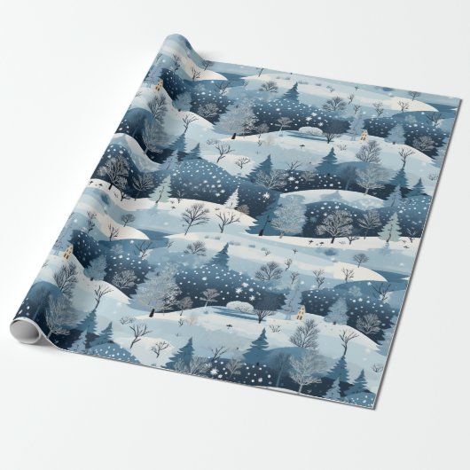 Winter's Wonderland Scene Cadeaupapier (Uitgerold)