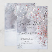 Winters Wonderland, Sneeuw Slingerlichten Bewaar d Save The Date (Voorkant / Achterkant)