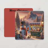 Winters Wonderland Sneeuwpop Heet Chocolade Karret Feestdagenkaart (Voorkant / Achterkant)