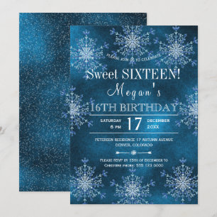 Winters wonderland sneeuwvlokken Sweet 16 verjaard Kaart