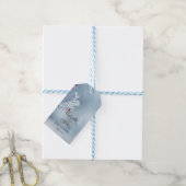 Winters wonderland takken blauw cadeaulabel (Met Touw)