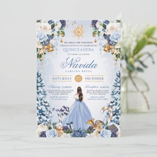 Winters Wonderland Vakantie Sneeuw Prinses Quince Kaart (Staand voorkant)