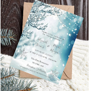 Winters wonderland, verlichte huwelijksfeest met s kaart