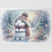 Winters wonderland Witte Konijn Decoupage Tissuepapier (Voorkant)
