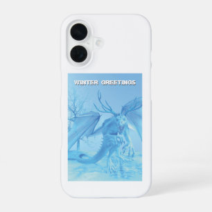 Wintersalutaties. IJsdraak met gewei iPhone 16 Hoesje