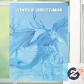 Wintersalutaties. IJsdraak met gewei Raamsticker (Huis)
