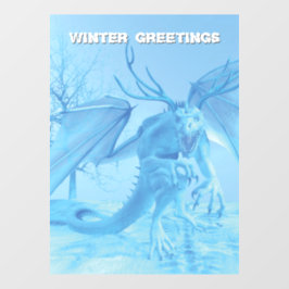 Wintersalutaties. IJsdraak met gewei Raamsticker