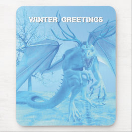 Wintersaluten. IJsdraak met gewei Muismat