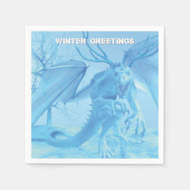 Wintersaluten. IJsdraak met gewei Servet