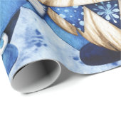 WinterScandinavische gnomen met blauwe pony Cadeaupapier (Rol Hoek)