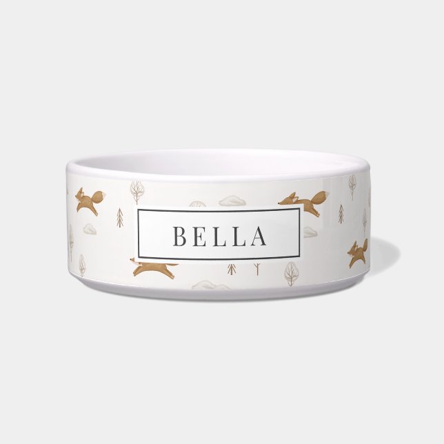 Winterscape Fox Patroonnaam Pet Voerbakje (Voorkant)