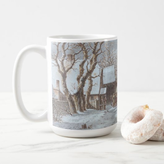 WINTERSCENE (1790)  Kunst Kerst Mok (Met donut)