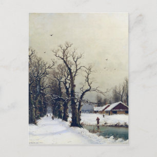 Winterscène, 19e eeuw briefkaart