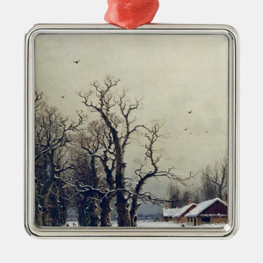 Winterscène, 19e eeuw metalen ornament (Voorkant)