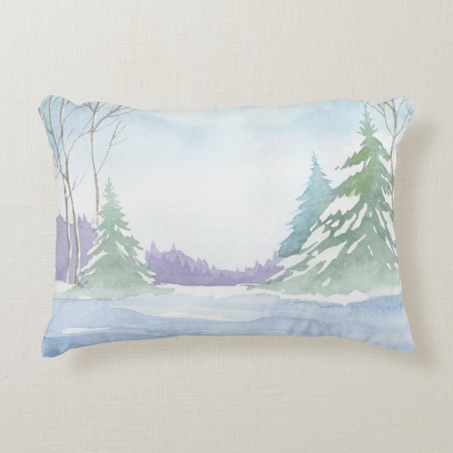 Winterscene 3, dubbelzijdig bedrukt accent kussen (Voorkant)