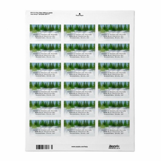 Winterscène adresetiketten etiket (Full Sheet)