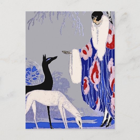 “Winterscene” Art Deco door George Barbier Briefkaart (Voorkant)