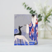 “Winterscene” Art Deco van George Barbier Briefkaart (Staand voorkant)