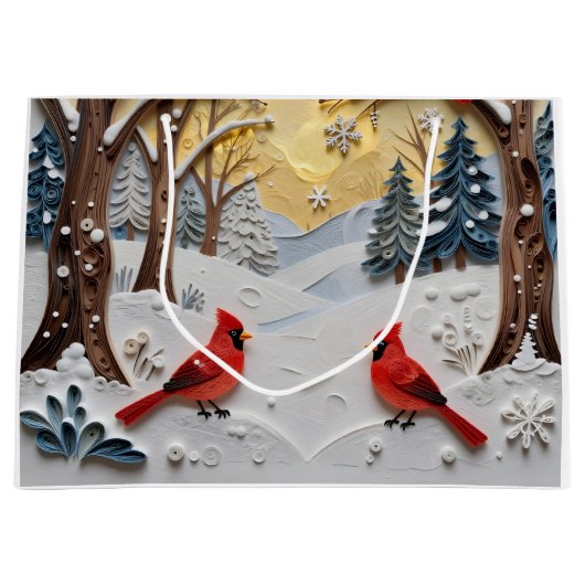 Winterscène | Betoverd bos & kardinalen Groot Cadeauzakje (Voorkant)